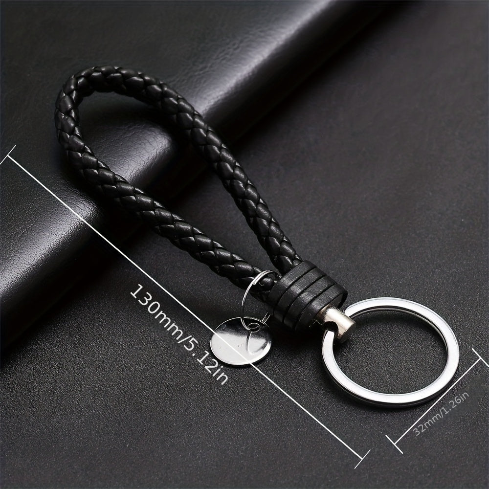 2pcs PU Leather Woven Rope Keychain For Women Men