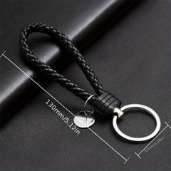 2pcs PU Leather Woven Rope Keychain For Women Men