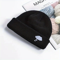 Cloud Embroidery Knitted Beanie Solid Warm Knit Hat Unisex Couple