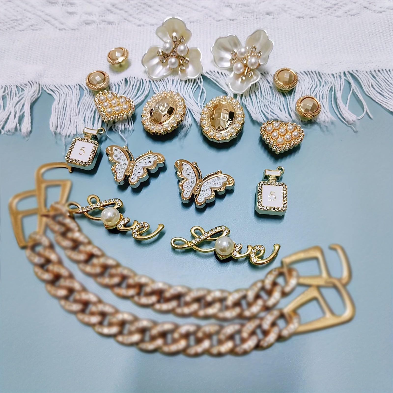 16pcs Butterfly & Flowers Shoe Charms For Clogs Garden Shoes DIY Accessories