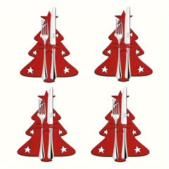 Christmas Tree Cutlery Holder Pockets - Set of 6