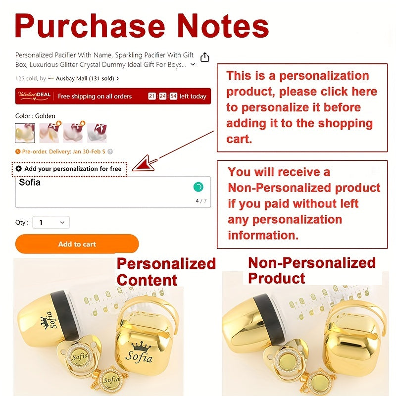 Custom Baby Pacifier Bottle & Storage Set - Personalized Name