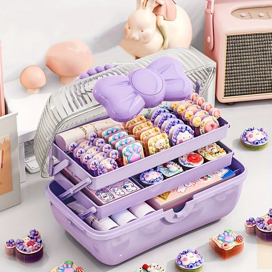 Dustproof Bow Makeup Organizer with Handles