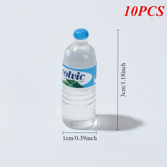 10 Mini Dollhouse Water Bottles Realistic Model Decorations