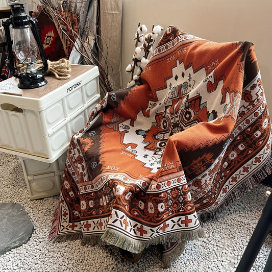 Boho Woven Blanket with Tassels for Home Decor, Beach Trips & Picnics