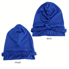 Boho Braided Turban Cap Solid Hijab Head Wrap Elastic Bonnet