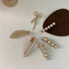 Faux Pearl Hair Clips 6pcs Set for Women and Girls