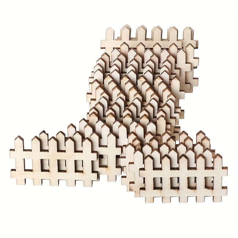 25pcs DIY Wooden Fence Shapes for Painting Decorating Staining