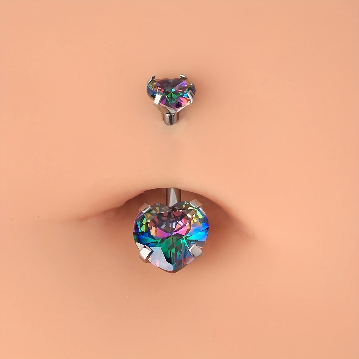 Colorful Zircon Belly Button Ring Stainless Steel Piercing Jewelry