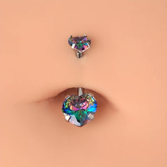 Colorful Zircon Belly Button Ring Stainless Steel Piercing Jewelry