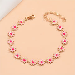 Women's Small Dropping Oil Flower Anklet Beach Jewelry
