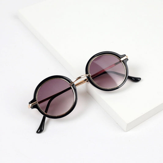 Children's Vintage Round Frame Sunglasses Metal Temple PC Frame