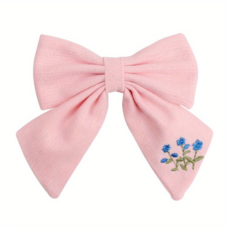 Embroidery Bow Hair Clip for Girls Kids