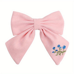 Embroidery Bow Hair Clip for Girls Kids