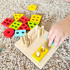 Wooden Sorting And Stacking Toy Shape Sorter Toddlers Montessori