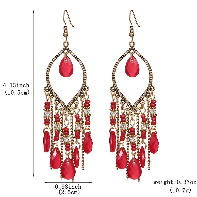 Antique Tassel Earrings Retro Water Drop Chain Earrings