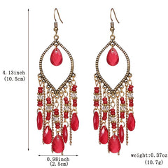 Antique Tassel Earrings Retro Water Drop Chain Earrings