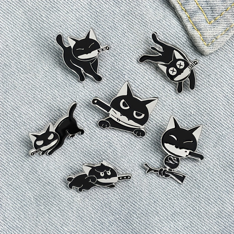 Cute Enamel Cat Handle Brooch Pin