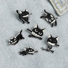 Cute Enamel Cat Handle Brooch Pin