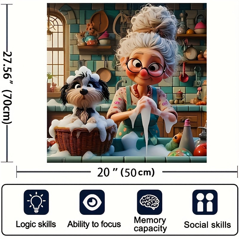 Cartoon Elderly Couple Puzzle 1000pcs Jigsaw Puzzle Adult Game Gift
