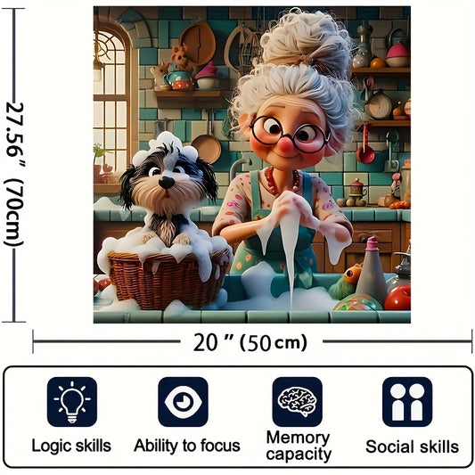 Cartoon Elderly Couple Puzzle 1000pcs Jigsaw Puzzle Adult Game Gift