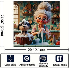 Cartoon Elderly Couple Puzzle 1000pcs Jigsaw Puzzle Adult Game Gift