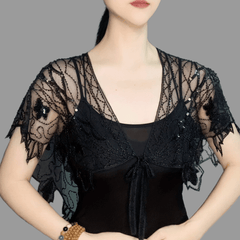 Vintage Lace Sequin Embroidery Shawl Cape Wrap for Party