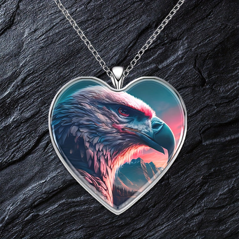 Heart Shaped Eagle Necklace Men Women Anniversary Christmas Gift