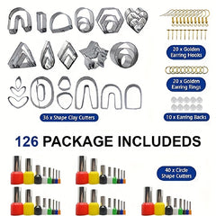 126pcs Clay Cutting Tool Set Stainless Steel DIY Earrings Polymer Clay Jewelry