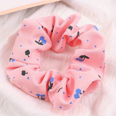 Cartoon Cherry Print Scrunchies Hair Tie Sweet Hair Rope Ponytail Holder