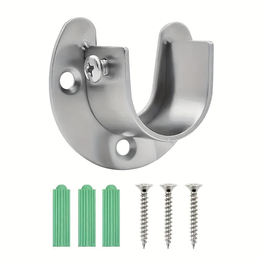 2 Pack Closet Rod Holder Stainless Steel Support with Screws
