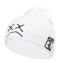 Crying Face Embroidered Knit Hat