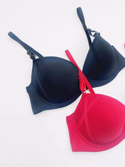 2 Pcs Glossy Push Up Bras Micro Elastic Underwire Lingerie