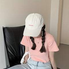 Letter Embroidery Baseball Cap Solid Cotton Sun Hat Adjustable Casual Dad Hats