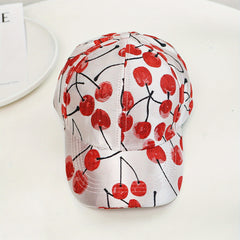 Cherry Print Baseball Cap Couple Sun Hat Adjustable Golf Dad Hats Women Men