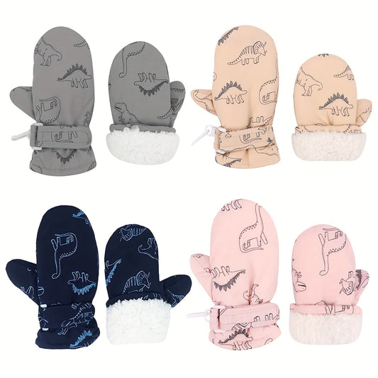 Winter Warm Lined Fleece Gloves Waterproof Snow Mitten For Kids