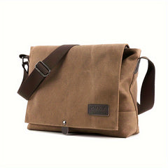 Vintage Canvas Messenger Bag Flap Closure Adjustable Shoulder Strap