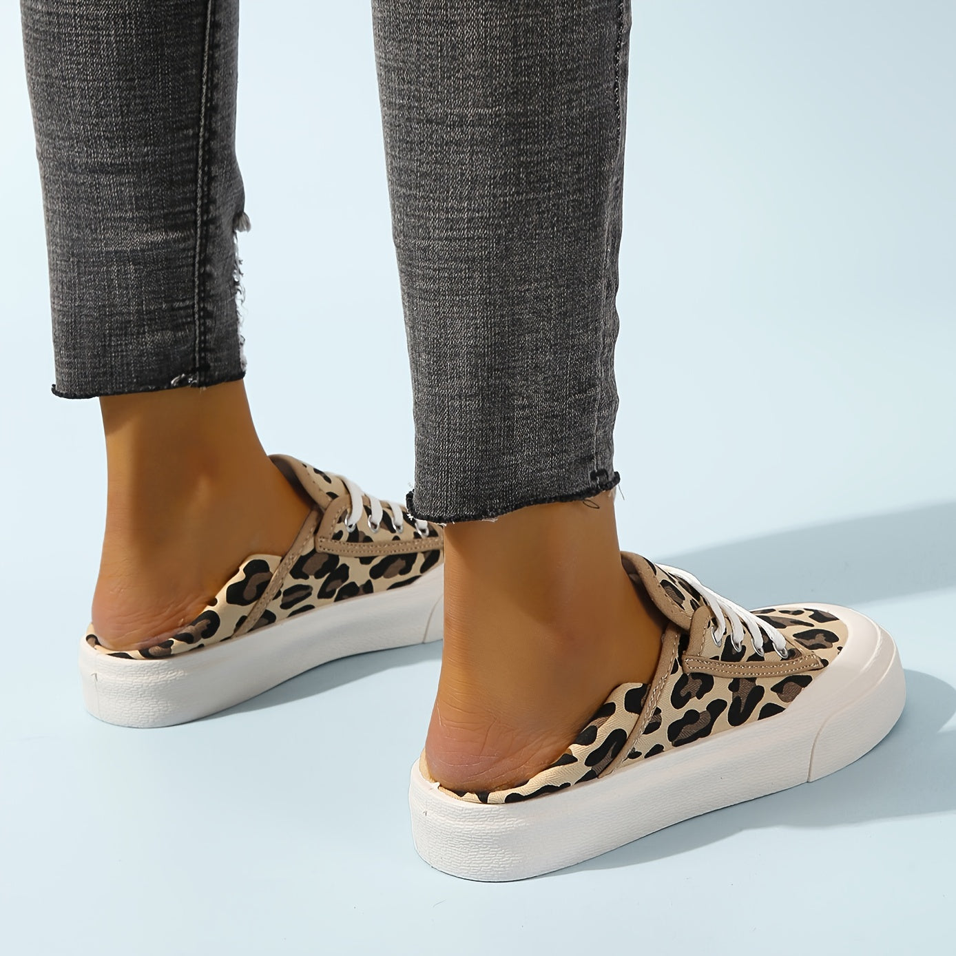 Leopard Canvas Shoes Lace up Casual Women's Shoes