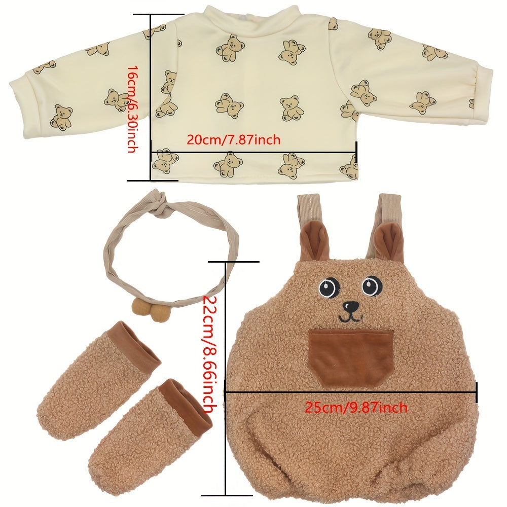 Brown Teddy Bear Plush Onesie for 22" Reborn Dolls