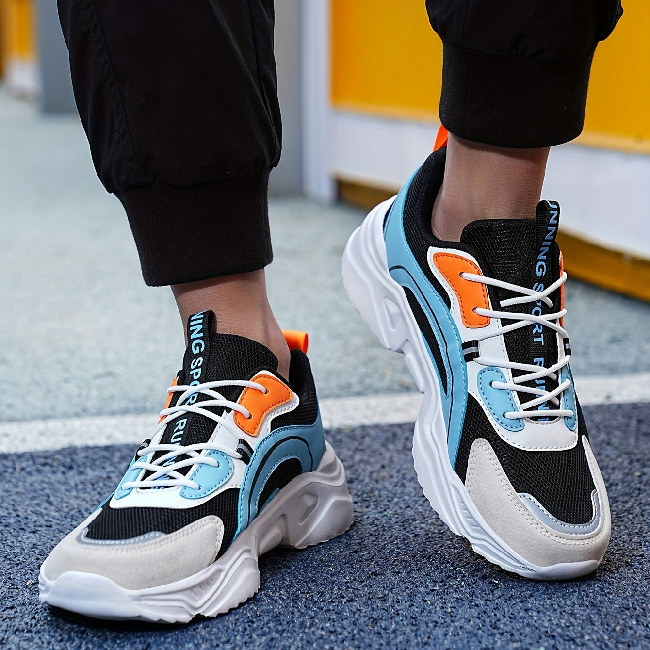 Men's Breathable Chunky Sneakers For Jogging Gym
