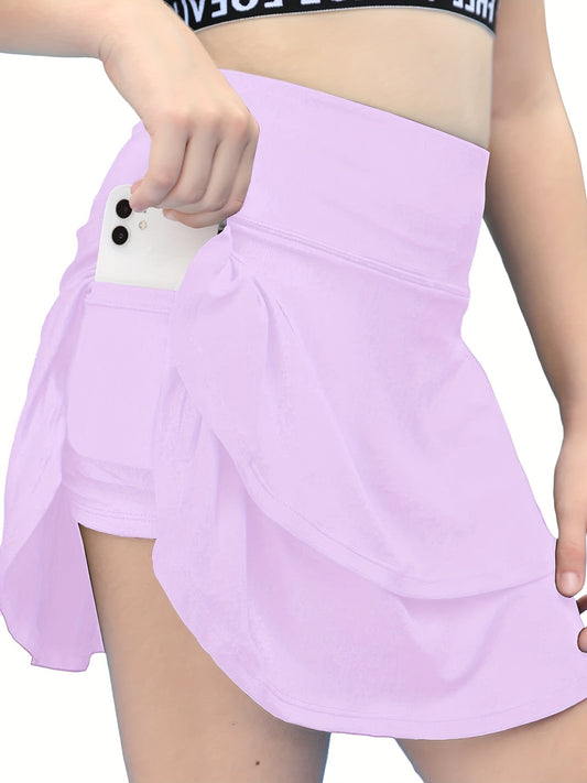 Girls Pleated Tennis Skort Kids Athletic Layered Ruffle Golf School Running
