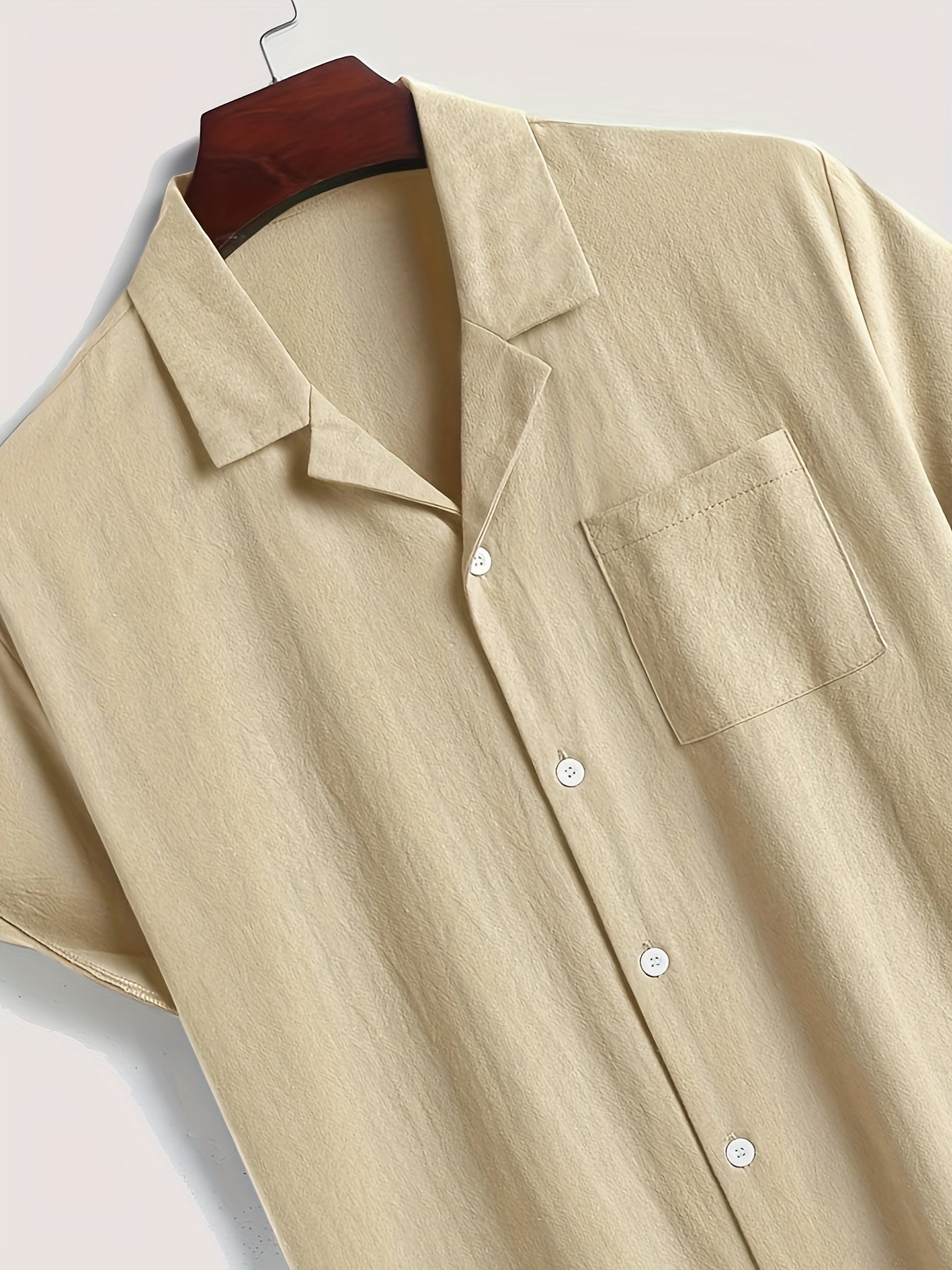 Men's Casual Short Sleeve Cotton Shirt Chest Pocket Summer Vacation Resort Tops