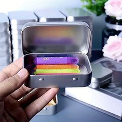 2pcs Metal Rectangular Storage Jar Empty Hinged Tins Mini Portable Box