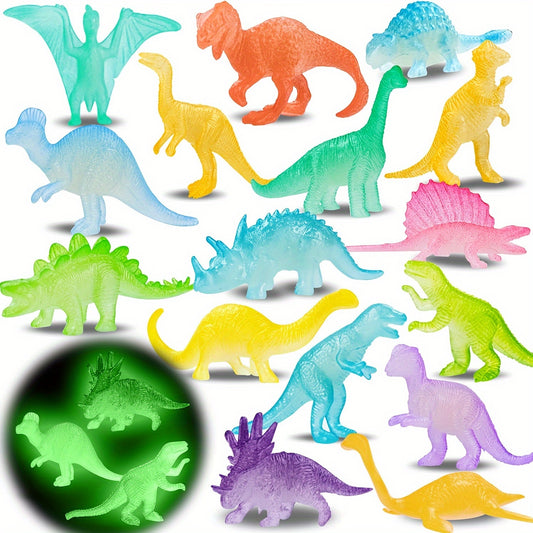 12pcs Glow in the Dark Mini Dinosaur Figures Set