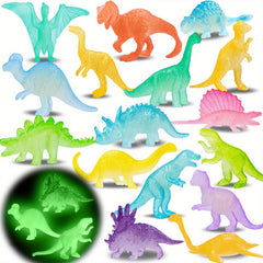 12pcs Glow in the Dark Mini Dinosaur Figures Set