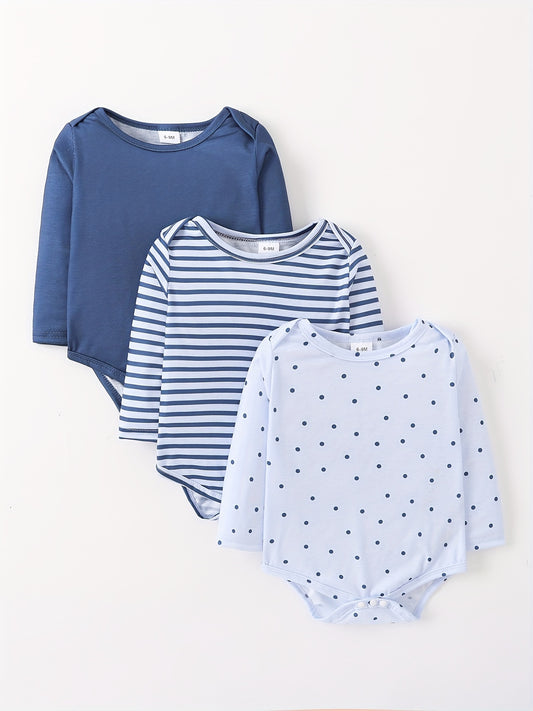 Baby Boys 3pcs Mixed Rompers Set Triangle Jumpsuits