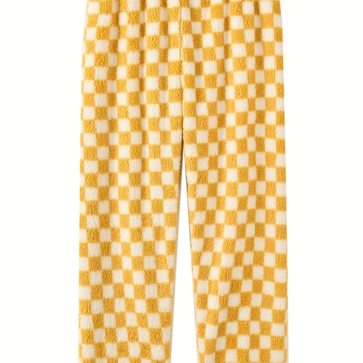Women's Plus Checkered Print Flannel Warm Home Wear Pants