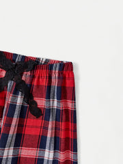 Colorblock Plaid Lounge Pants Casual & Comfy Bow Elastic Waistband