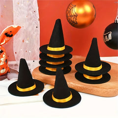 5pcs Halloween Mini Felt Witch Hats Family Yard Party Bar Wine Bottle Decoration