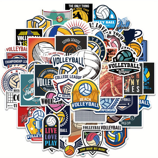 50pcs Volleyball Mixed Stickers for Luggage Skateboard Waterproof Teens Adults